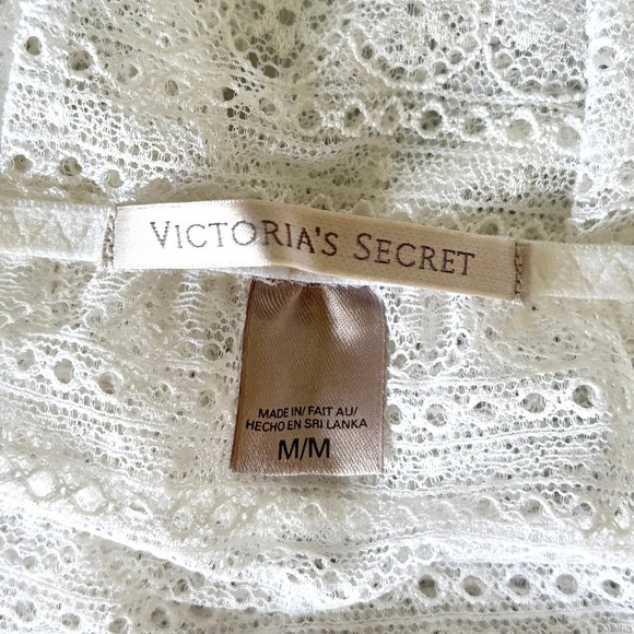 Victoria's Secret Size Medium Lace Cami Lingerie Pajama Top White Pink Bow Bride - Picture 3 of 9